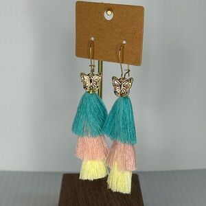 Colorful Butterfly & Tassel Earrings